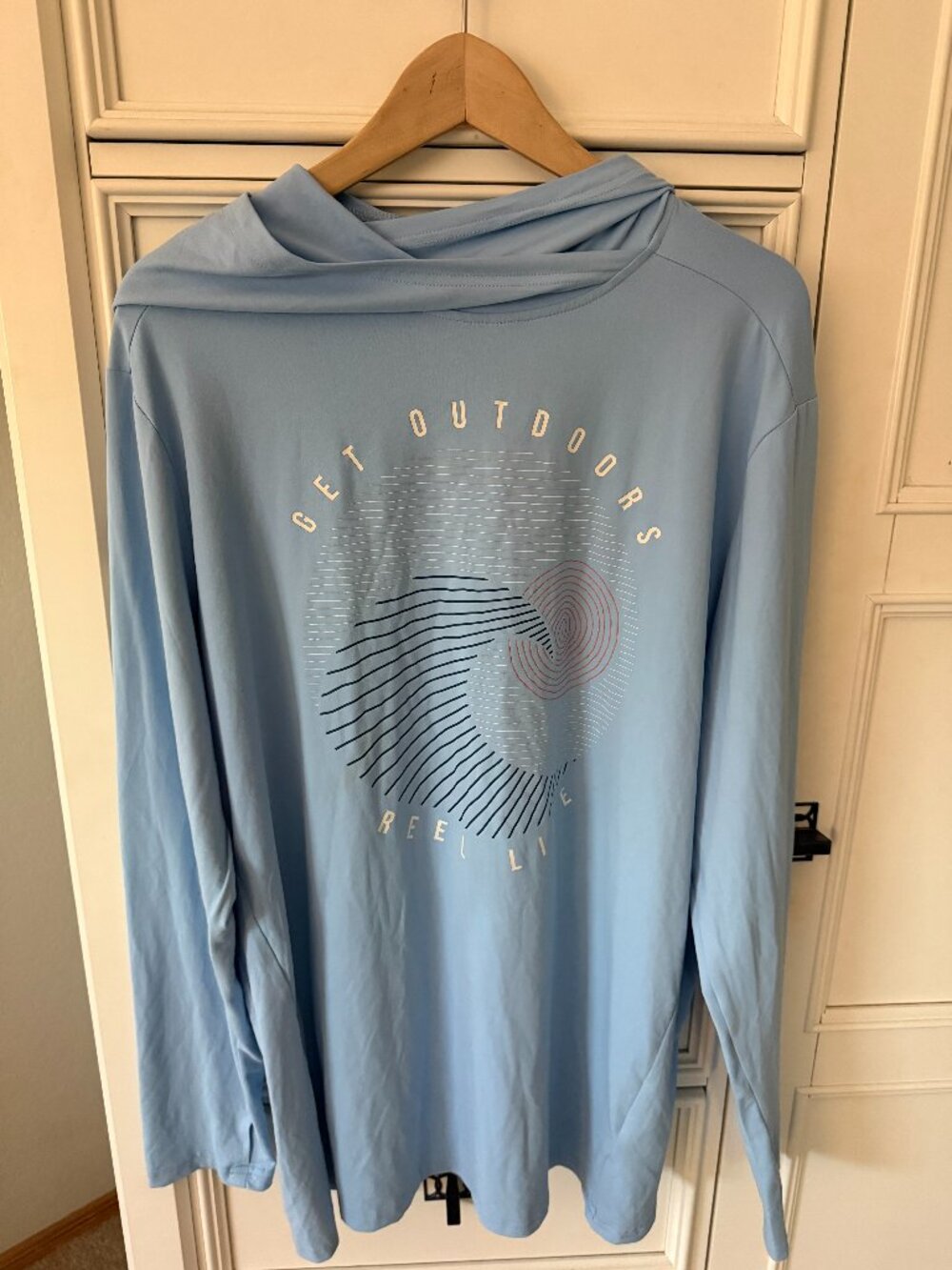 Reel Life Mens Light Blue Hoodie Size XL